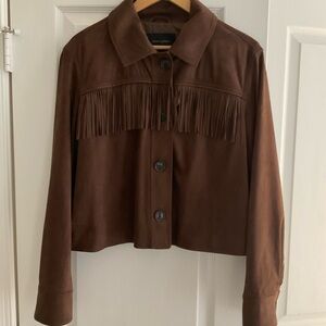 Banana Republic Chocolate Leather Jacket with Fringe